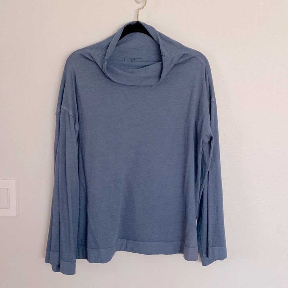 Free People We the Free Blue Draped Neck Shirt - Size M‎